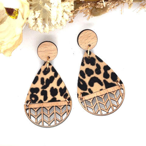 Caramel Leopard Chevron Earrings