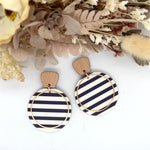 Navy Stripe Luna Earrings