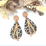 Chocolate Leopard Triangle Timber Drop Earrings