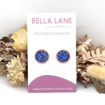 * Blue Sparkle Rose Gold Stud Earrings