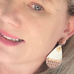 White + Rose Gold Chevron Earrings