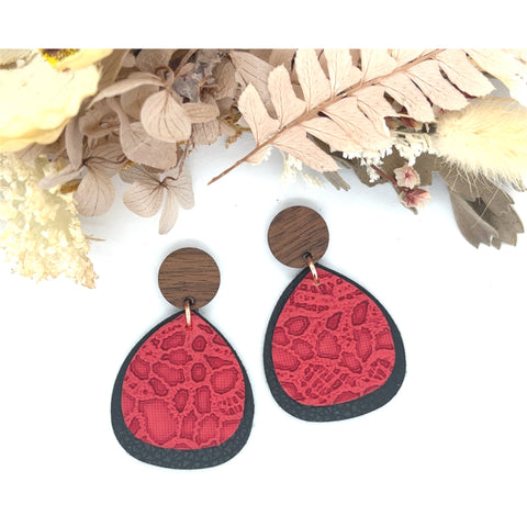 Red Lace + Black Baby Drop Earrings