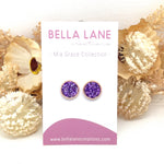 Purple Sparkle Rose Gold Stud Earrings