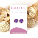 Purple Sparkle Rose Gold Stud Earrings