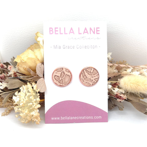 Blush Lace Rose Gold Stud Earrings