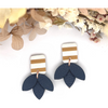Navy + Mustard Stripe Tulip Stud