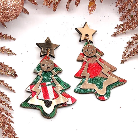 Christmas Tree Brushstroke Earrings