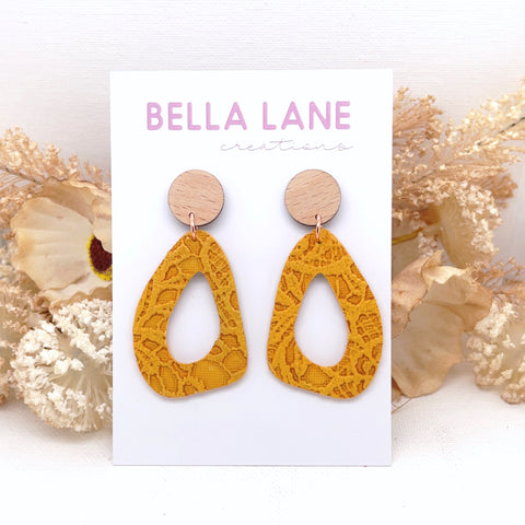 Mustard Lace Organic Earrings