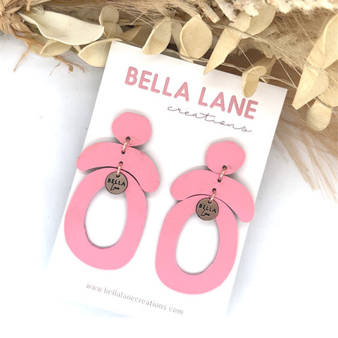 Baby Pink Oval Arch Earrings