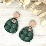 Forest Green Basket Weave Baby Earrings